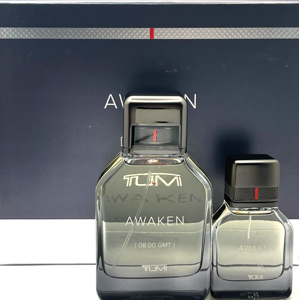 TUMI AWAKEN [ 08:00 GMT ] 2 PCS GIFT SET FOR MEN EDP 3.4 Oz and 1.0 Oz BRAND NEW