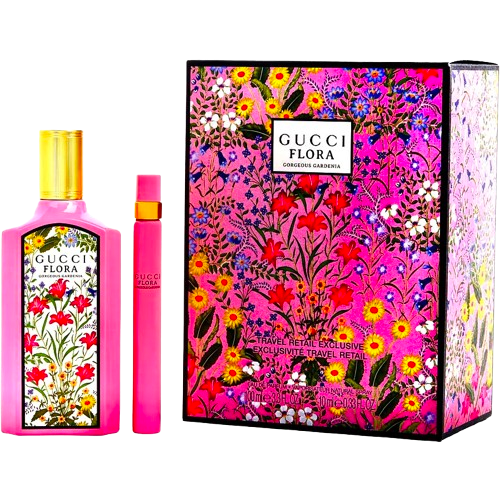 Gucci Flora Gorgeous Gardenia Eau De Parfum Spray 3.4oz Plus Travel Spray Gift Box Set Brand New