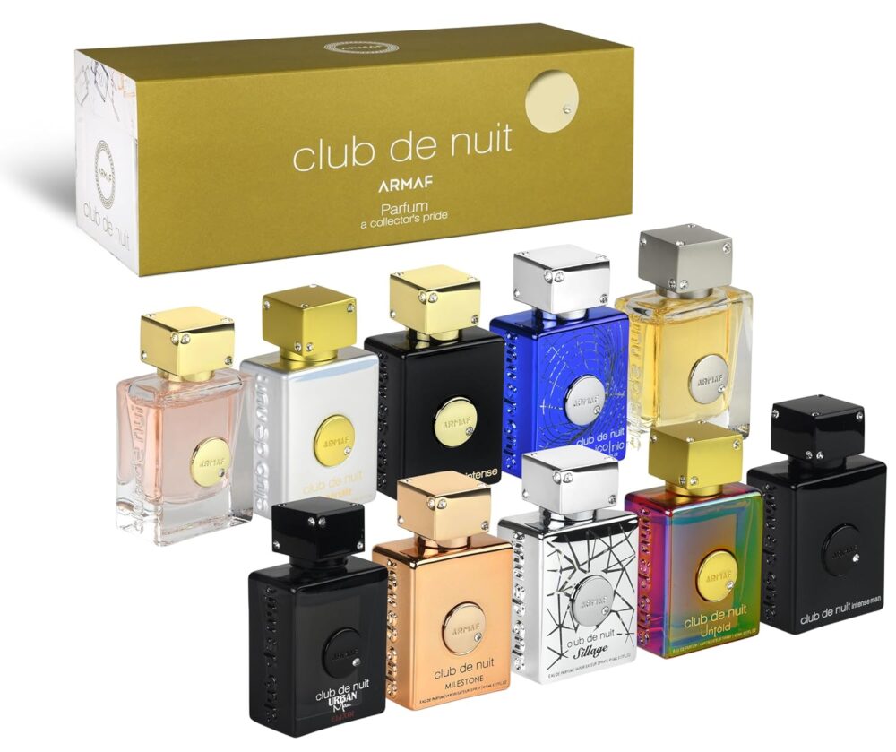 This discovery set includes 10 bottles of 5 ml/0.17 oz each with the following 10 Perfumes: Club De Nuit Intense Man, Sillage, Urban Man Elixir, Iconic, Club De Nuit Man, Club De Nuit Intense Woman, Milestone, Untold, Club De Nuit Woman, Imperiale