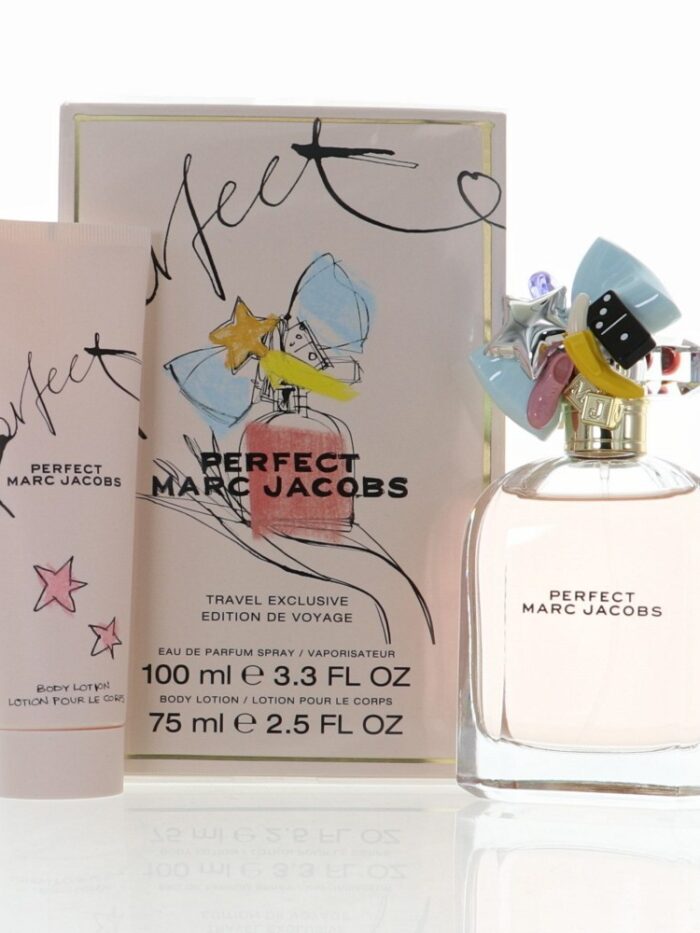 MARC JACOBS PERFECT PERFUME 3.4 OZ EDP GIFT SET WITH 2.5 BODY LOTION