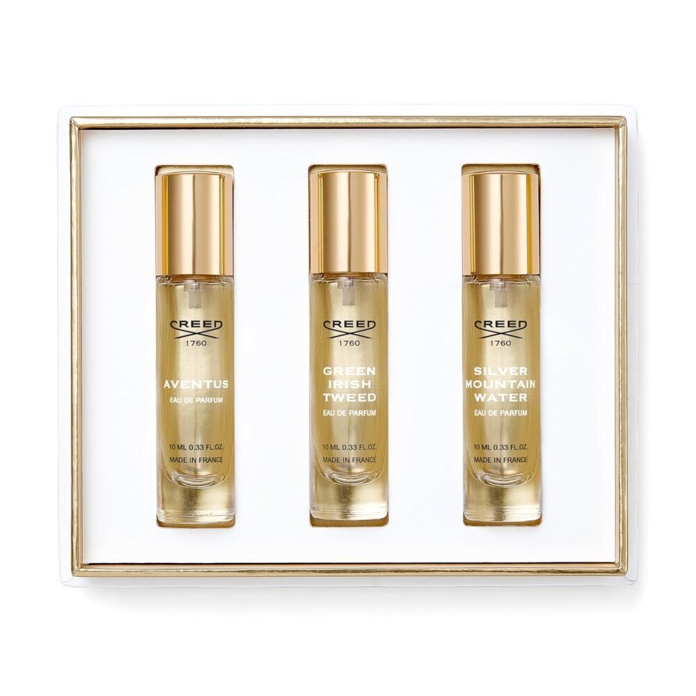 House of Creed Set, Features 3 Signature Colognes Aventus, Green Irish Tweed, & Silver Mountain Water, 3 x 10ml
