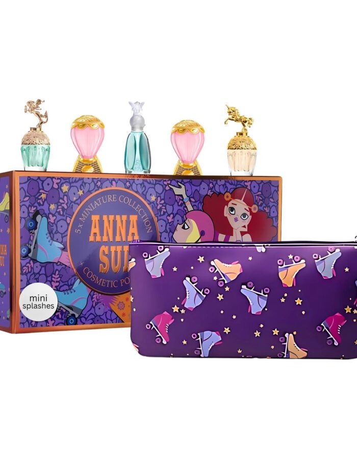 ANNA SUI 6 PC MINI SET FOR WOMEN: FANTASIA 0.17 EAU DE TOILETTE + FANTASIA MERMAID 0.17 EAU DE TOILETTE + SECRET WISH 0.17 EAU DE TOILETTE + 2 X SKY 0.17 EAU DE TOILETTE + POUCH